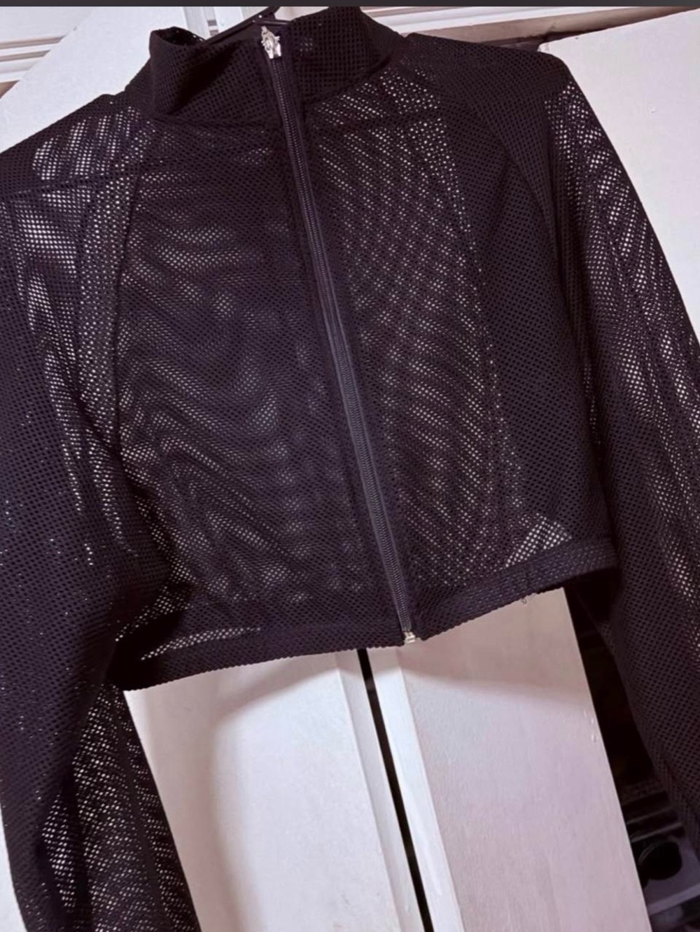 Black Mesh Zip-Up Jacket